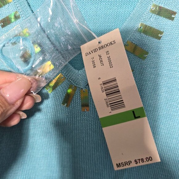 Y2K Silk Blend Large Coastal Grandma Embellished Top Deadstock Holiday - Picture 3 of 9